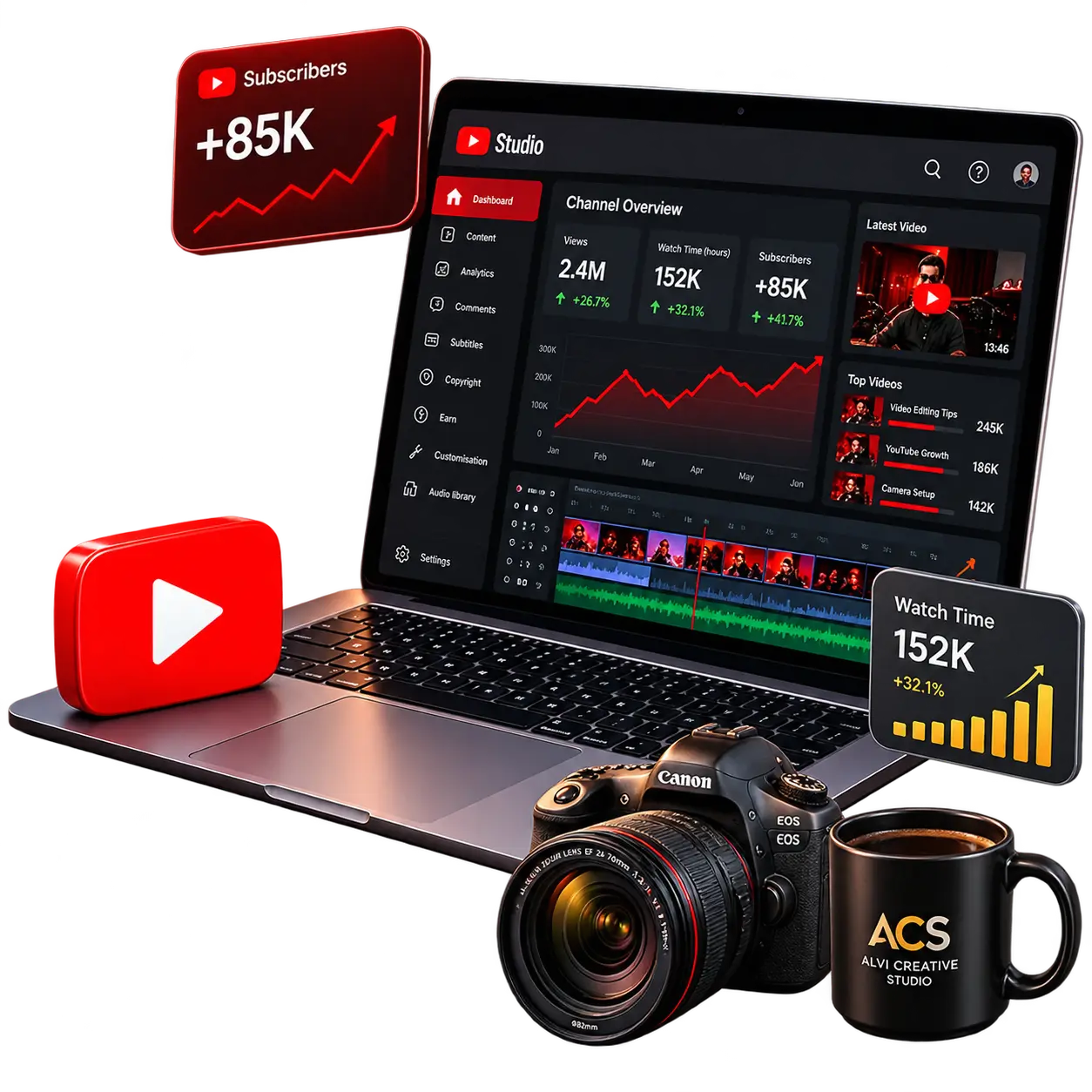 YouTube Channel Management Hero Section Image